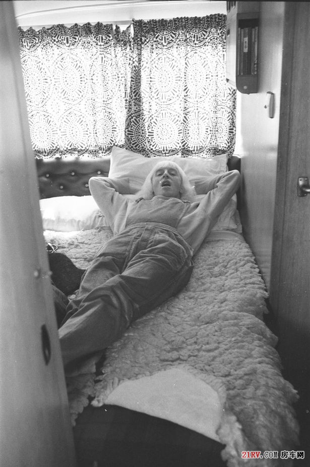 Sex beast relaxing in his sex caravan