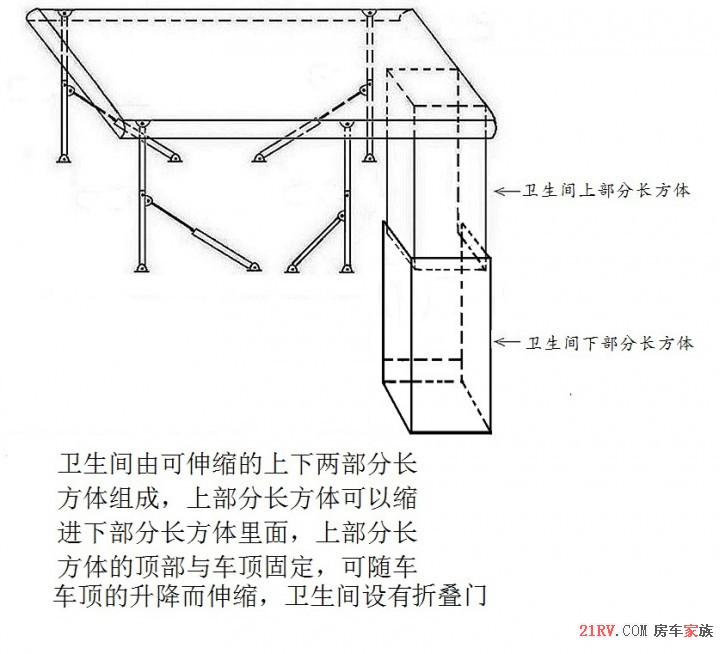 2第二层车顶与升降支撑机构及卫生间上下部分的结构示意图.JPG