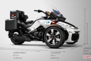 《三华动力》Can-Am Spyder F3后摇臂和引擎基本处于裸露状态使新款F3刚猛风格立显无余